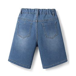 Pine Kids Denim Woven Knee Length Solid Shorts With Patch Detailing - Light Blue