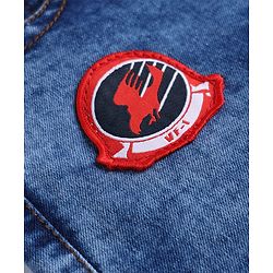 Pine Kids Denim Woven Knee Length Shorts with Badge Detailing - Blue