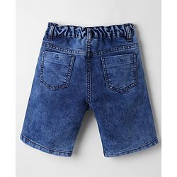 Pine Kids Denim Woven Knee Length Shorts with Badge Detailing - Blue