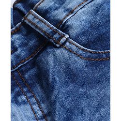 Pine Kids Denim Woven Knee Length Shorts with Badge Detailing - Blue
