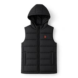 Pine Kids Woven Sleeveless Hooded Padded Winter Jacket - Black