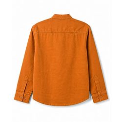 Pine Kids Cotton Woven Full Sleeves Mandarin Collar Solid Kurta Shirt - Orange