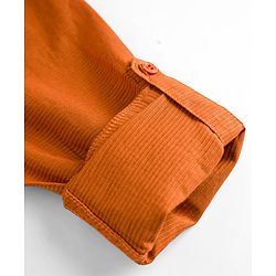 Pine Kids Cotton Woven Full Sleeves Mandarin Collar Solid Kurta Shirt - Orange
