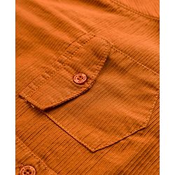 Pine Kids Cotton Woven Full Sleeves Mandarin Collar Solid Kurta Shirt - Orange