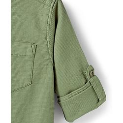 Pine Kids Cotton Woven Solid Shirts Mandarin Collar Full Sleeves Light Green 4-5 Years