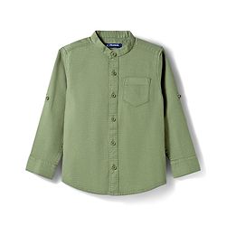 Pine Kids Cotton Woven Solid Shirts Mandarin Collar Full Sleeves Light Green 4-5 Years
