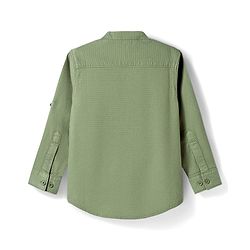 Pine Kids Cotton Woven Solid Shirts Mandarin Collar Full Sleeves Light Green 4-5 Years