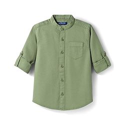 Pine Kids Cotton Woven Solid Shirts Mandarin Collar Full Sleeves Light Green 4-5 Years