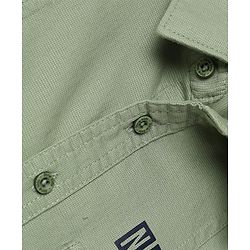 Pine Kids Cotton Woven Full Sleeves Solid Shirt with Never Give Up Print - Light Green