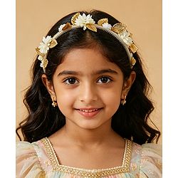 Pine Kids Free Size Hair Bands - White & Gold