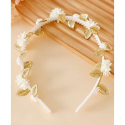Pine Kids Free Size Hair Bands - White & Gold