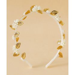 Pine Kids Free Size Hair Bands - White & Gold