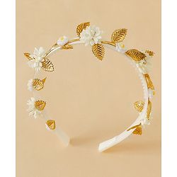 Pine Kids Free Size Hair Bands - White & Gold
