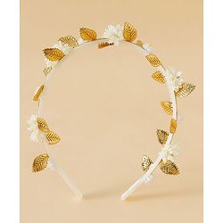 Pine Kids Free Size Hair Bands - White & Gold