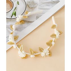 Pine Kids Free Size Hair Bands - White & Gold