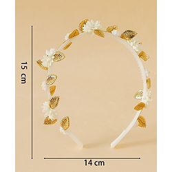 Pine Kids Free Size Hair Bands - White & Gold