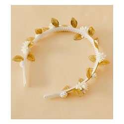 Pine Kids Free Size Hair Bands - White & Gold