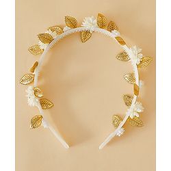 Pine Kids Free Size Hair Bands - White & Gold