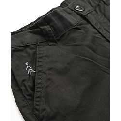 Pine Kids Cotton Elastane Woven Full Length Solid Trousers Pant - Black