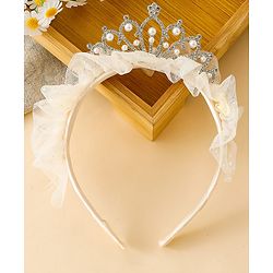 Pine Kids Hair Bands with Tiara applique Free Size - Light Yellow