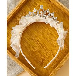 Pine Kids Hair Bands with Tiara applique Free Size - Light Yellow