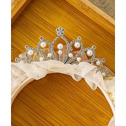Pine Kids Hair Bands with Tiara applique Free Size - Light Yellow