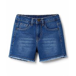 Pine Kids Denim Woven Above Knee Length Washed Shorts - Blue