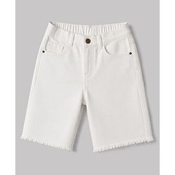 Pine Kids Denim Woven Above Knee Length Shorts -  White