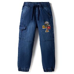 Pine Kids Denim Woven Full Length Jeans With Text Print - Blue