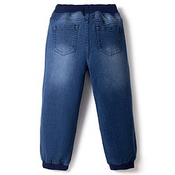 Pine Kids Denim Woven Full Length Jeans with Draw Cord and Awesome Embroidery - Navy Blue
