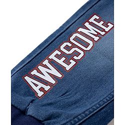 Pine Kids Denim Woven Full Length Jeans with Draw Cord and Awesome Embroidery - Navy Blue