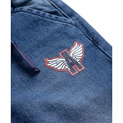 Pine Kids Denim Woven Full Length Jeans with Draw Cord and Awesome Embroidery - Navy Blue
