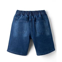 Pine Kids Woven Above Knee Length Denim Shorts With Text Print - Navy Blue