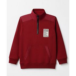 Pine Kids Looper Knit Full Sleeves T-Shirt and Jogger Winter Wear Suit with Fearless Challenger Patch - Maroon