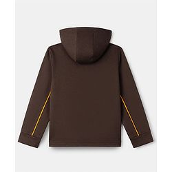 Pine Kids Looper Knit Full Sleeves Hooded T-Shirt and Jogger Winter Wear Suit with New Goals Print - Dark Brown