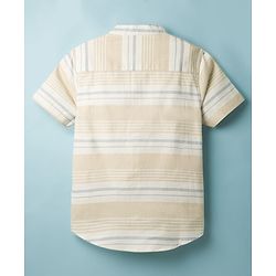 Pine Kids Cotton Woven Striped Shirt Mandarin Collar Half Sleeves Multi Color 4-5 Years