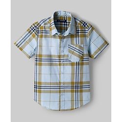 Pine Kids Cotton Woven Half Sleeves Checks Shirt With T-Shirt - Multicolor