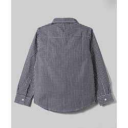 Pine Kids 100% Cotton Woven Full Sleeves Checks Shirt With Text Printed Tank T-Shirt - Black