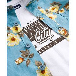 Pine Kids Cotton Woven Half Sleeves Floral Printed Shirt & T-Shirt - Multicolor