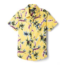 Pine Kids Cotton Woven Printed Shirts Half Sleeves Yellow 4-5 Years