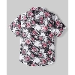 Pine Kids Cotton Woven Half Sleeves Shirt With Leaf Print - Multicolor