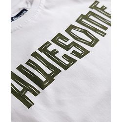 Pine Kids Cotton Woven Half Sleeves Striped Shirt With Text printed Tank T-Shirt - Green