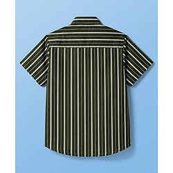 Pine Kids Cotton Woven Half Sleeves Striped Shirt With Text printed Tank T-Shirt - Green