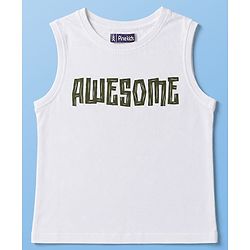 Pine Kids Cotton Woven Half Sleeves Striped Shirt With Text printed Tank T-Shirt - Green