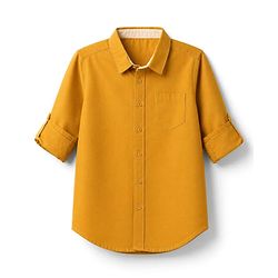 Pine Kids Cotton Woven Solid Shirt with Full Sleeves - Yellow