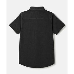 Pine Kids Cotton Woven Hooded Shirt with Half Sleeves and Level Up Your Skills Print - Black