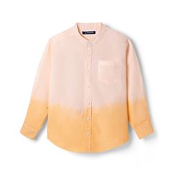 Pine Kids Cotton Woven Full Sleeves Solid Mandarin Collar Shirt with Ombre Effects-  Orange