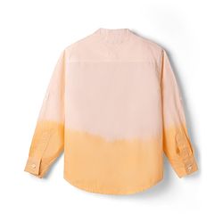 Pine Kids Cotton Woven Full Sleeves Solid Mandarin Collar Shirt with Ombre Effects-  Orange