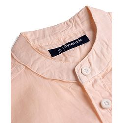Pine Kids Cotton Woven Full Sleeves Solid Mandarin Collar Shirt with Ombre Effects-  Orange
