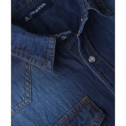 Pine Kids Denim Woven Half  Sleeves Shirt - Blue